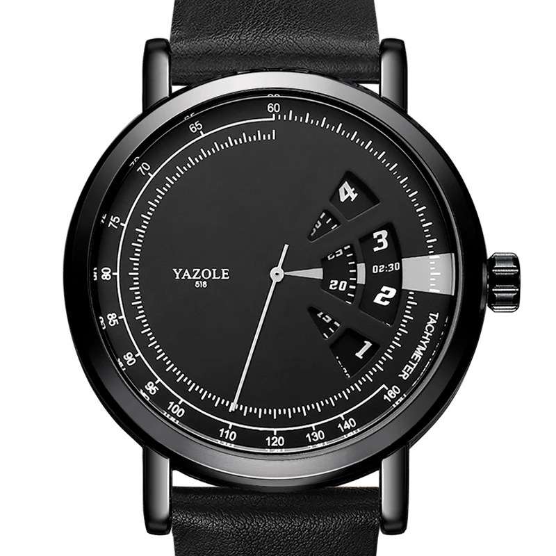 YAZOLE D 518 In stock men watches luxury custom logo quartz wrist watch quality leather strap factory wholesale wristwatch