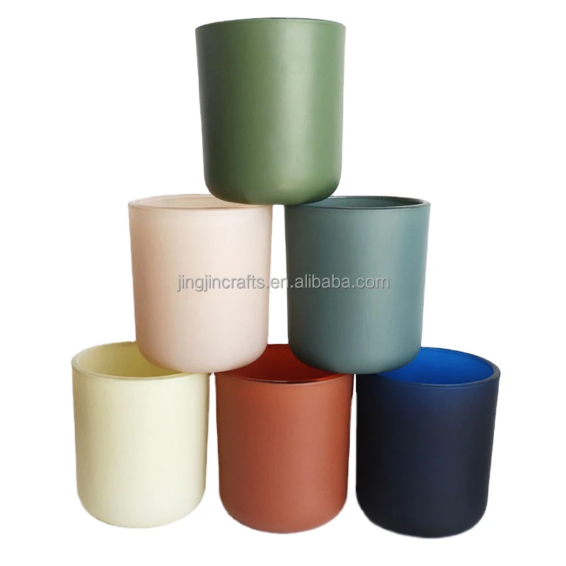 14 oz 16 oz empty matte black and white glass candle jar sprayed color candle vessel w wood lid wholesale for wedding home decor