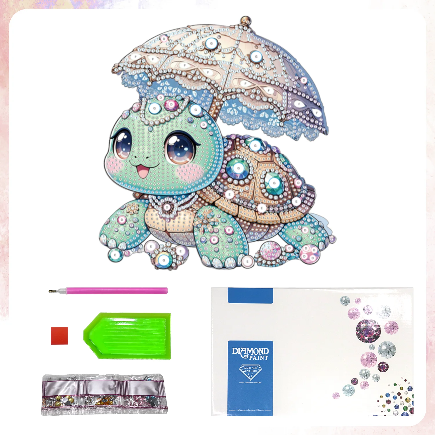 VANCY ARTS черепаха с зонтиками Набор алмазной живописи DIY Декор стола инструментами и стразами