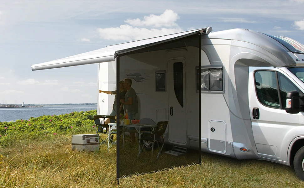 9x7FT RV Awning Side Shade Anti-UV Foldable Sun Shade RV Caravan Awning