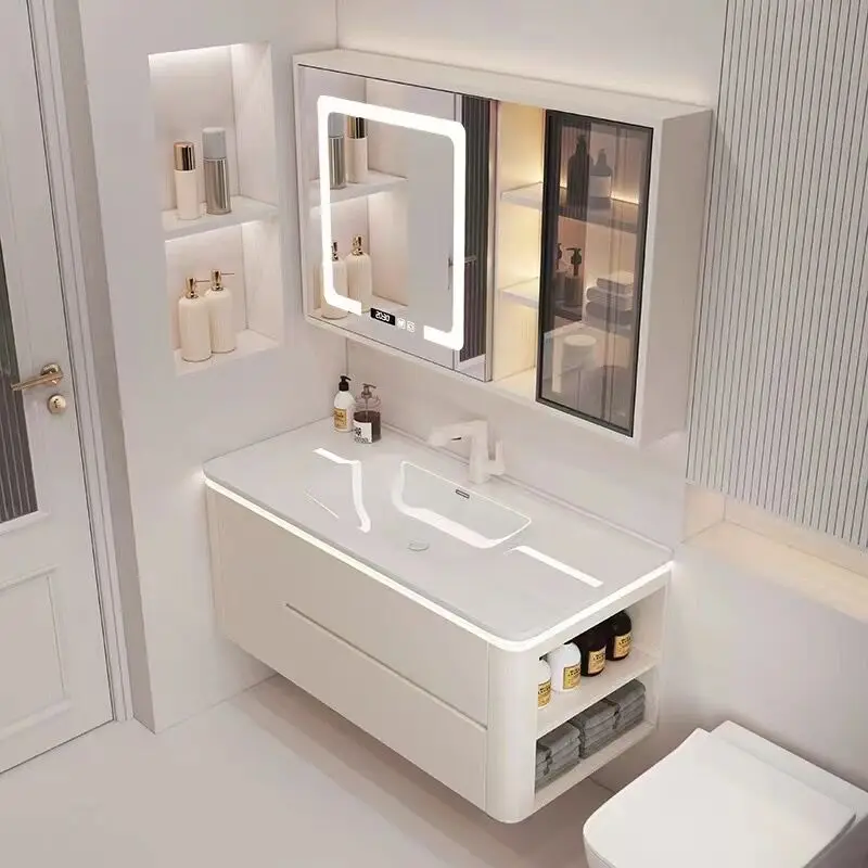 Luxury Bathroom Vanity New Style Floating Wall 1 Sink Hanging 2 Drawers Bathroom Furniture Bathroom Vanity Cabinet