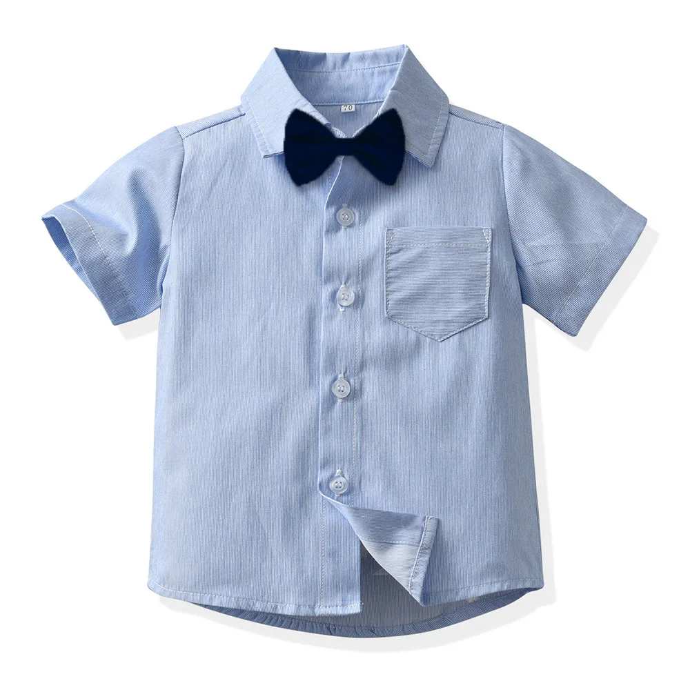 Baby Boys Clothes one year old suit Dress Shirt with Bowtie + Suspender Shorts baby boy dree