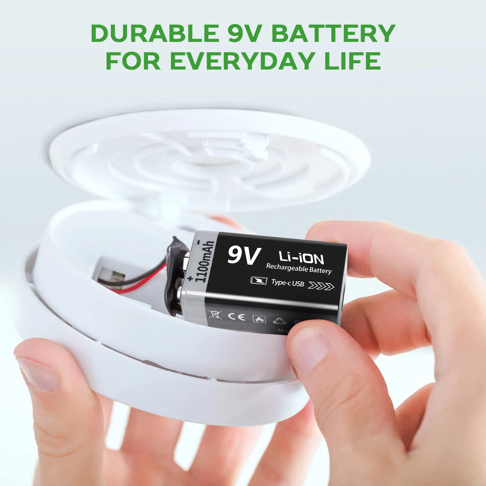 Suitable for small electronic devices and household goods 1100mWh 9V battery support tpye-c USB rechargeable lithium-ion battery