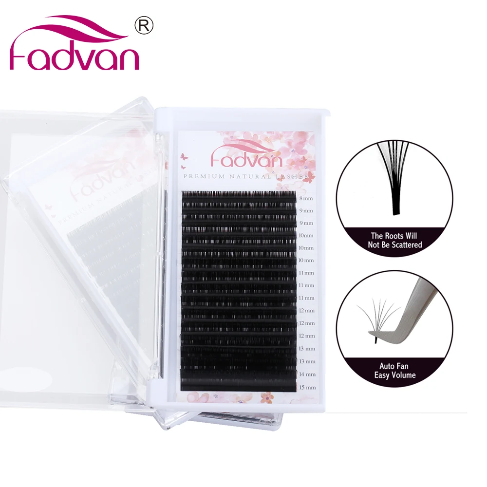  Speed 1s Easy Fanning Lashes Extension Natural Auto Blooming Fans Scrubs Black Matte With Lashbox Falsch Fadvan