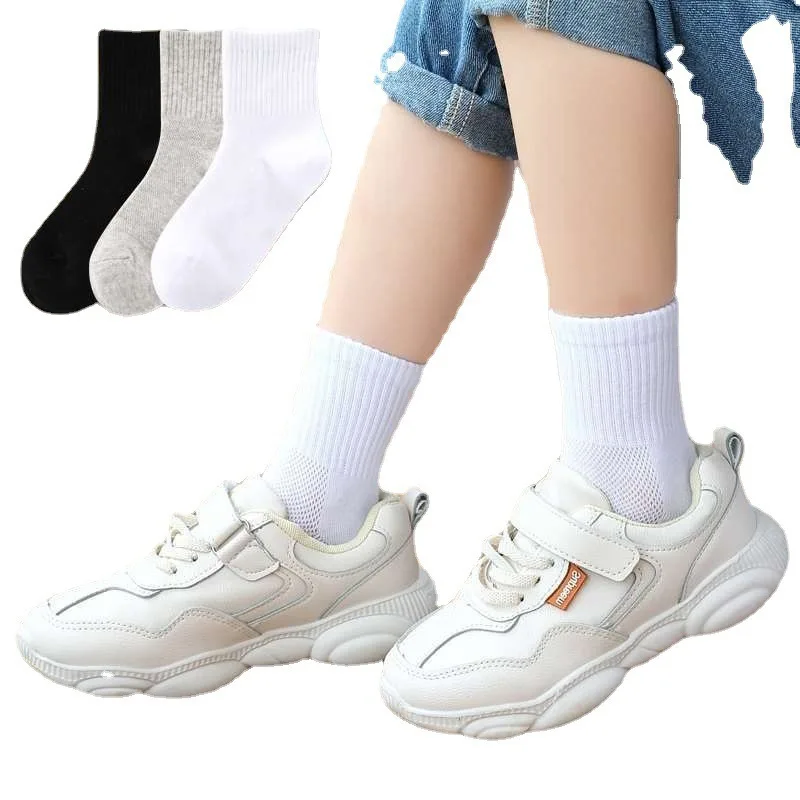 Jingwen OEM Calcetines Escolares Para Ninos Girls Black White Cotton Stripe Kids Socks For School