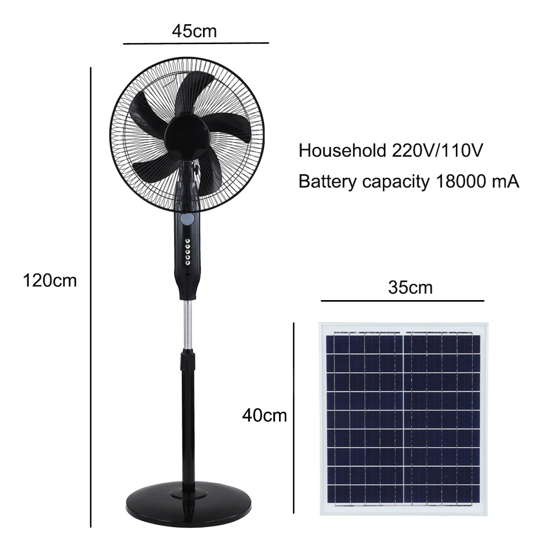Electric Fan Rechargeable Ceiling Fans Solar Floor Energy Dc Solar Powered Outdoor Lithium Battery Long HELIOS 3 Gears 25W