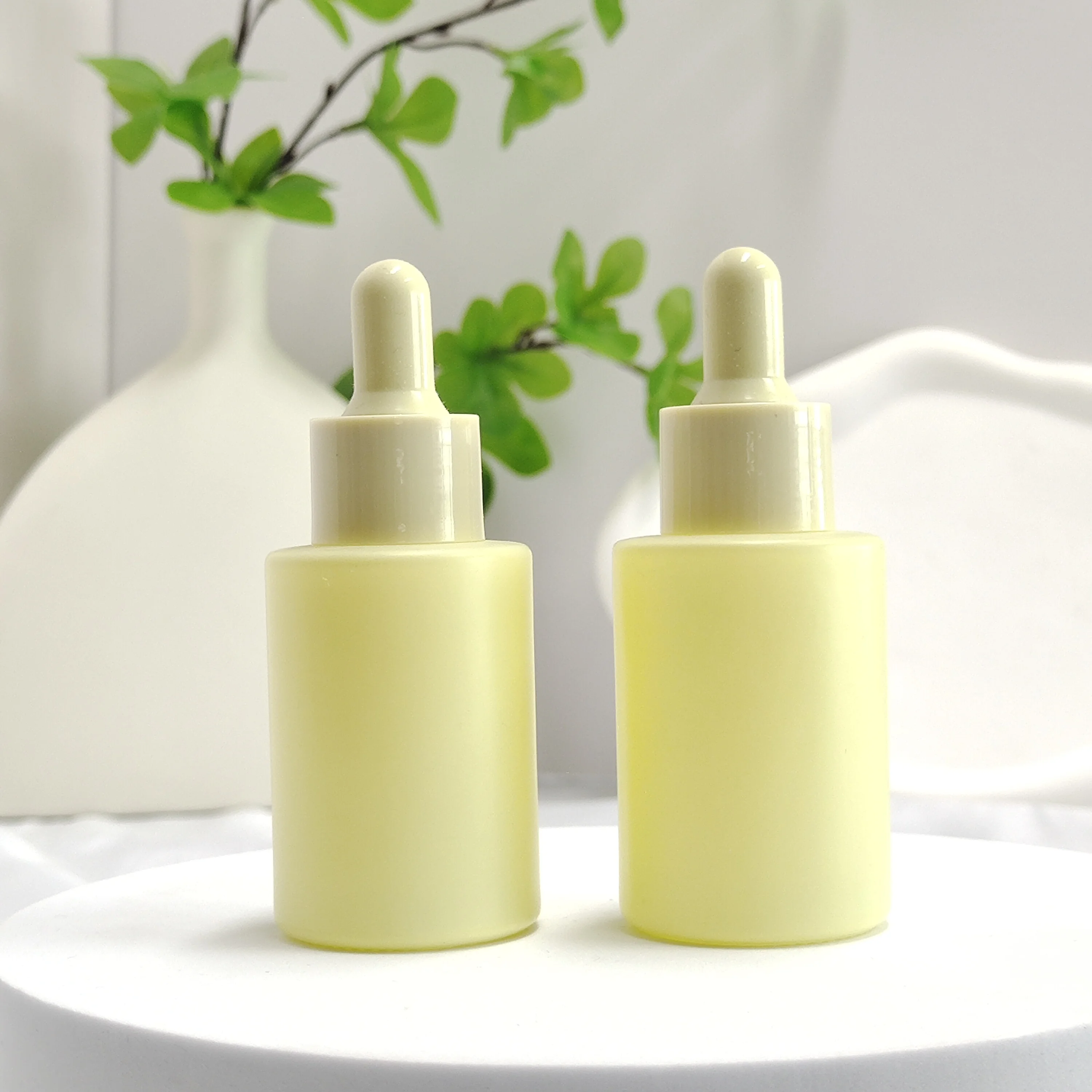 empty 30ml 1OZ macaron colorful glass round bottles frosted dropper luxury essential oil bottle with plastic pipette