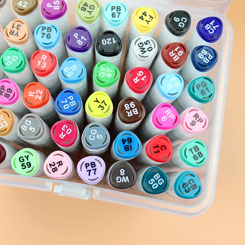 Hot Sale High Quality Double-side Washable 12/24/36/48/60 Smooth Colors Water Based Art Marker Set with Portable Barrel