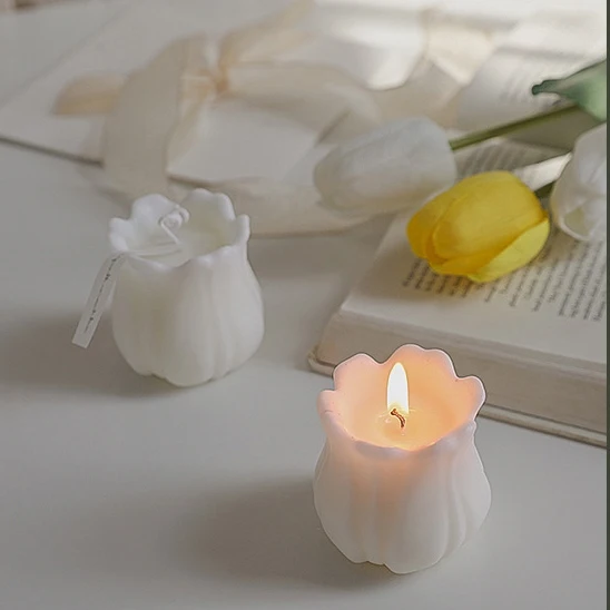 Hot Selling White Flower Shaped Candles Tulip Rose Ball Hydrangea Onion Candles Scented Candles