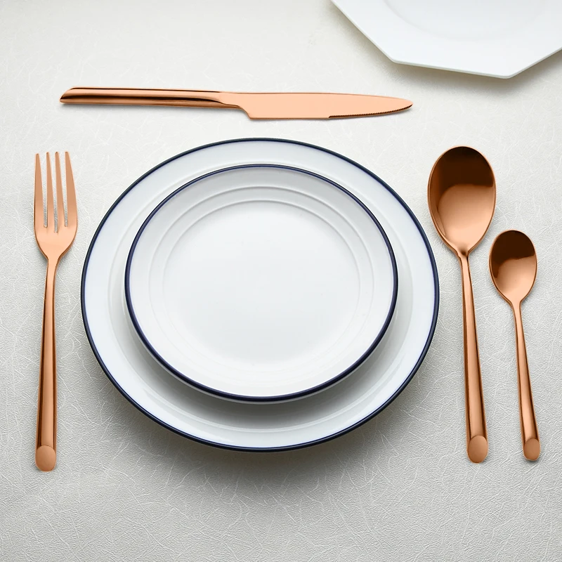 Luxury 4-5 Piece New Rose Gold Black Stainless Steel Flatware Set Dishwasher Safe Tea Dessert Wedding Restaurants Spoon Cutlery