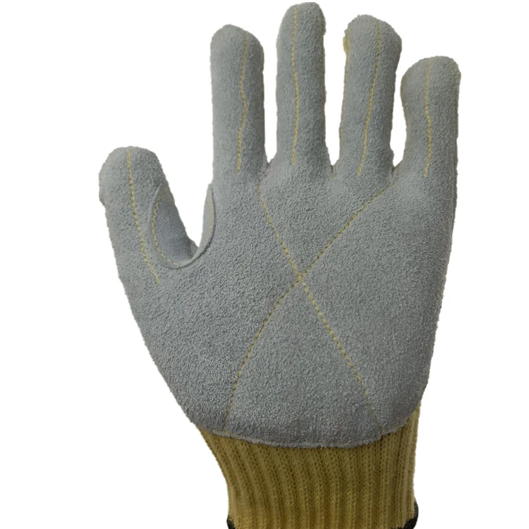 Professional factory Firefighter cut resistant gloves Leather HHPE wear proof mitts