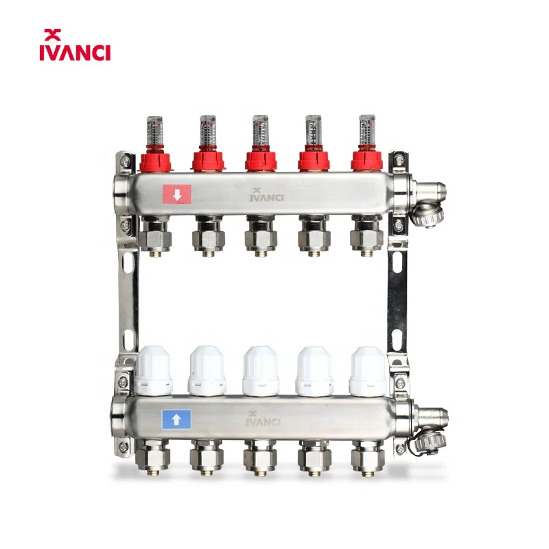 IVANCI 304 stainless steel floor heating system manifold pipe with chrome brackets