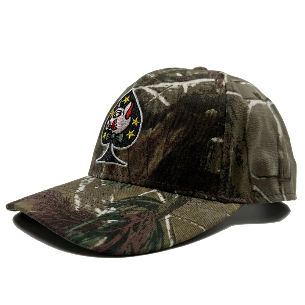 OEM premium hot sale unisex cotton colorful forest camouflage curved snapback cap custom 3D embroidery 6 panel camo baseball cap