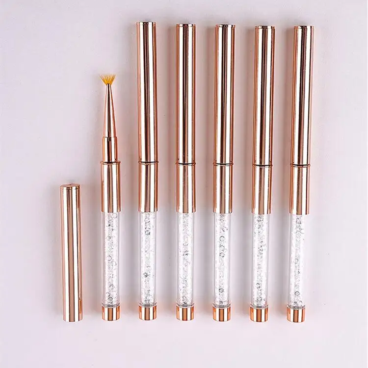 Private Label Oem Crystal 3D Acrylic Nail Brush With Different Sizes Custom Nail Art Brushes Set