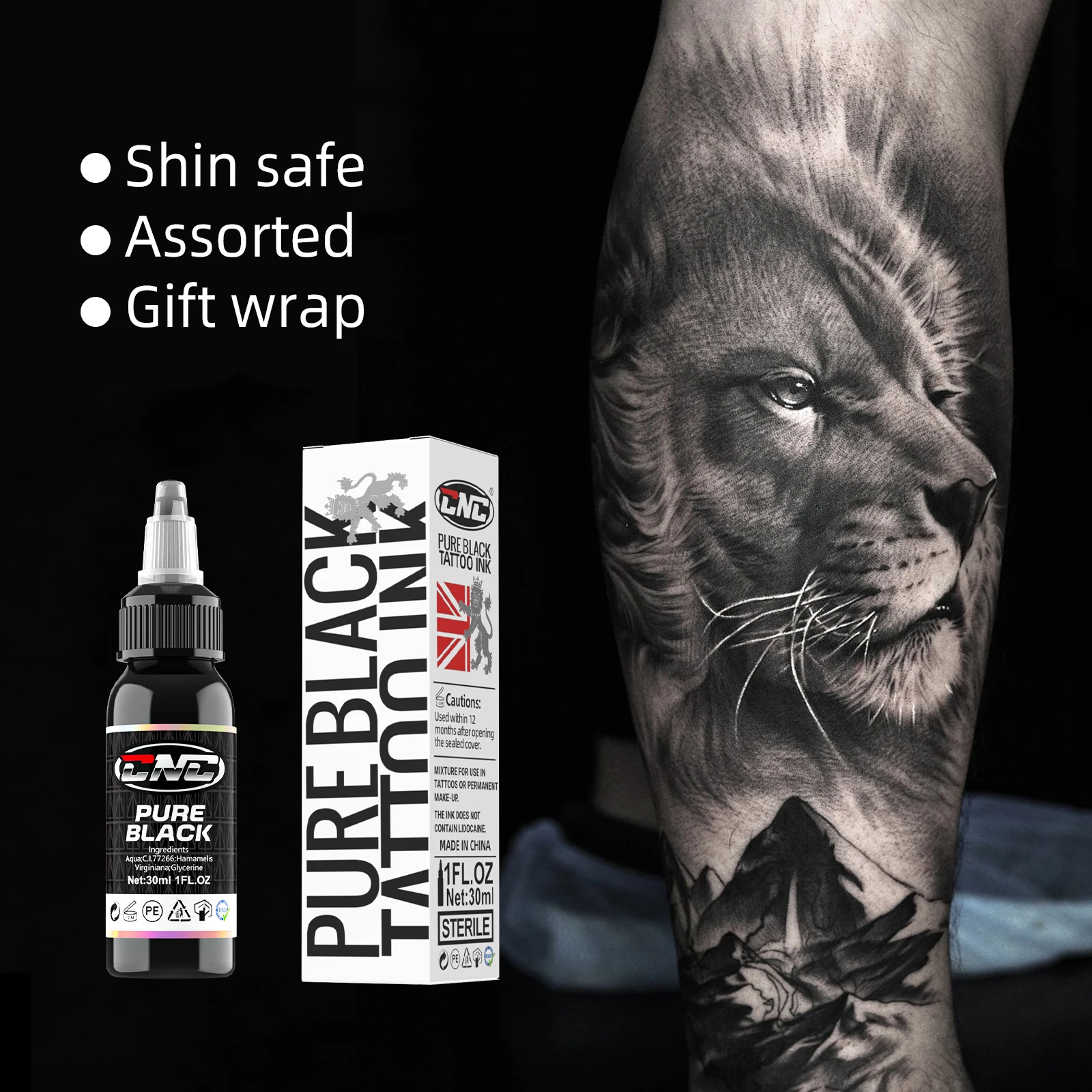 CNC Professional 30ML Pure Black Tattoo Ink Manufacturer Ink Tattoo Colors Pigment Ink