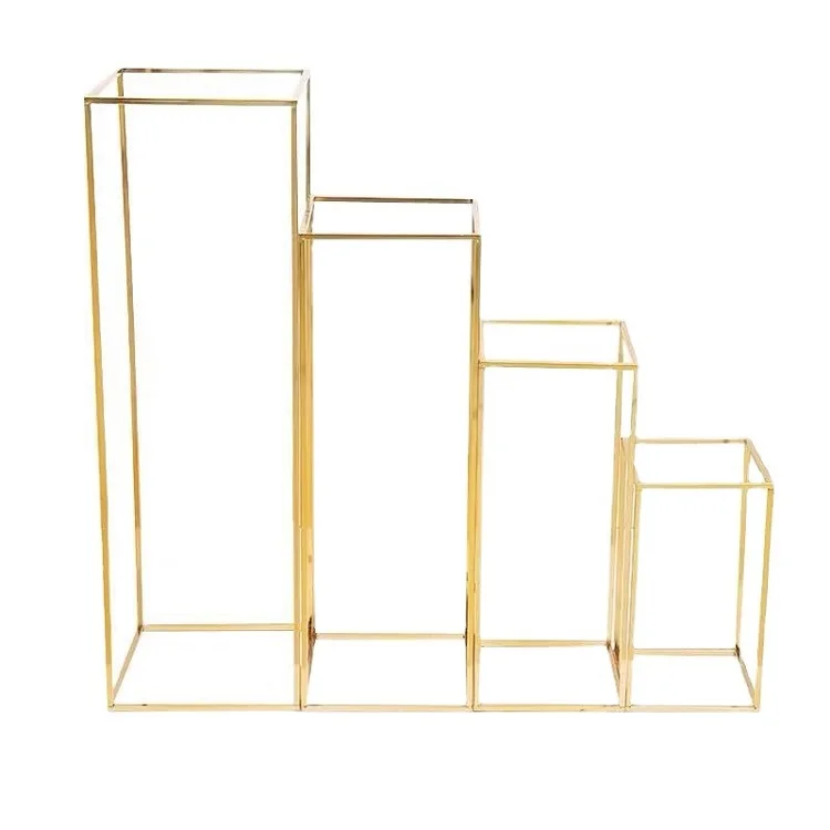 Customized Wedding Event Decorative Large Metal Geometric Display Hoop Pillar Column Flower Stand For Wedding Decoration
