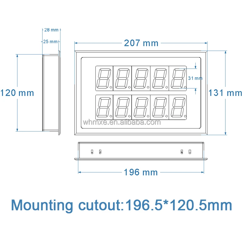 Customizable Programmable Two Line Modbus 7 Segment LED Digit Display Screen
