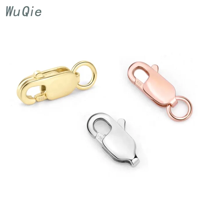 Wuqie 925 Sterling Silver Bracelet Necklace Connection Accessories Hook Buckle  for Jewelry DIY Square Buckle Spring Clasps