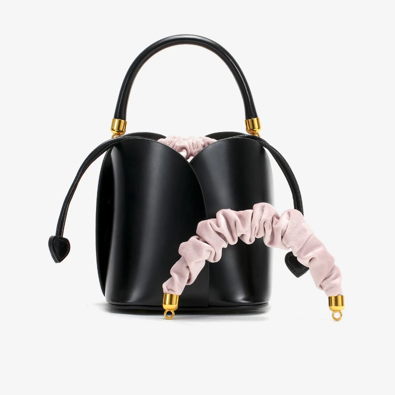 wholesale cross-body leather shoulder bag flower hand cylinder bag real leather bucket bag