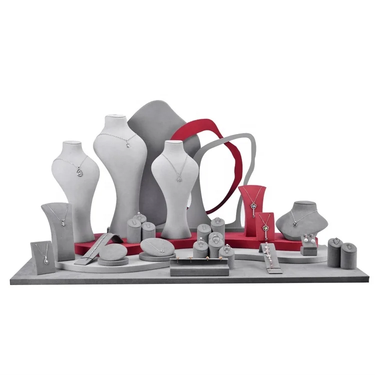 new high quality custom suede micro fibre jewelry display for ring pendant earring bracelet necklace display stand