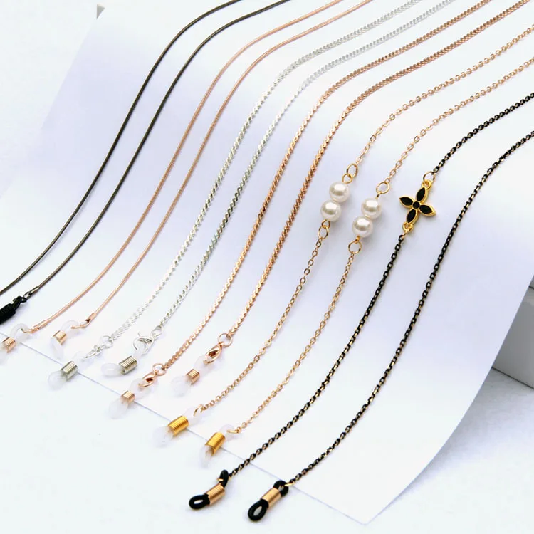 Fashion Women Beaded Copper Facemask Lanyard Pearls Eyewear Glasses Holder For Women Hot Design Pearl Necklace Jewelry Gifts