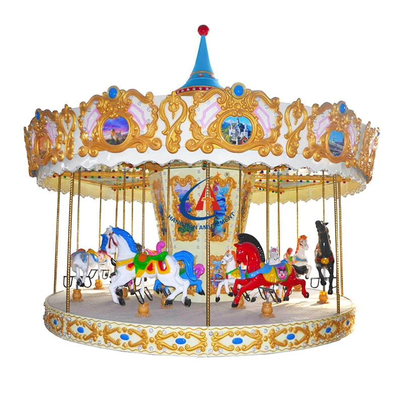 Cheap Amusement  kids Rides 6 seats Merry Go Round Horses Musical Carousel for sale