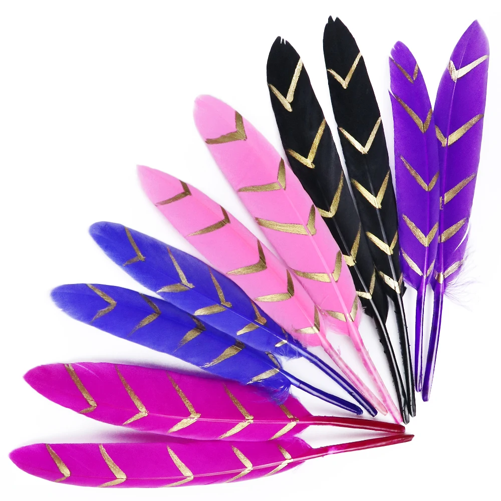 factory price  drak purple 10-18cm  Feathers Jewelry Crafts Plume Custom hand  Printed Goose Feather for Crafts Hats toys