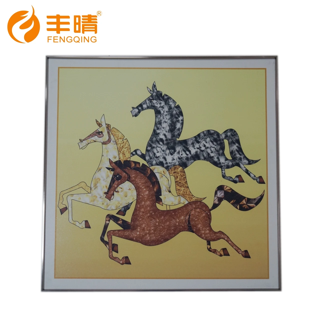 Керамическая картина с изображением лошадей и дальнего инфракрасного обогрева, картина для гостиной с алюминиевой рамой