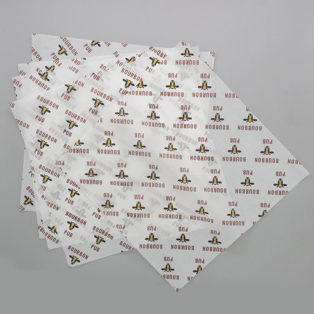Custom food wrapping plain butterfly wax paper coated oil proof food grade cow print greaseproof paper