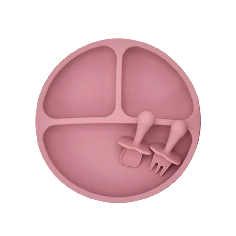 Food Grade Silicone  Baby Divided Suction Plate Silicone Tableware For Toddler