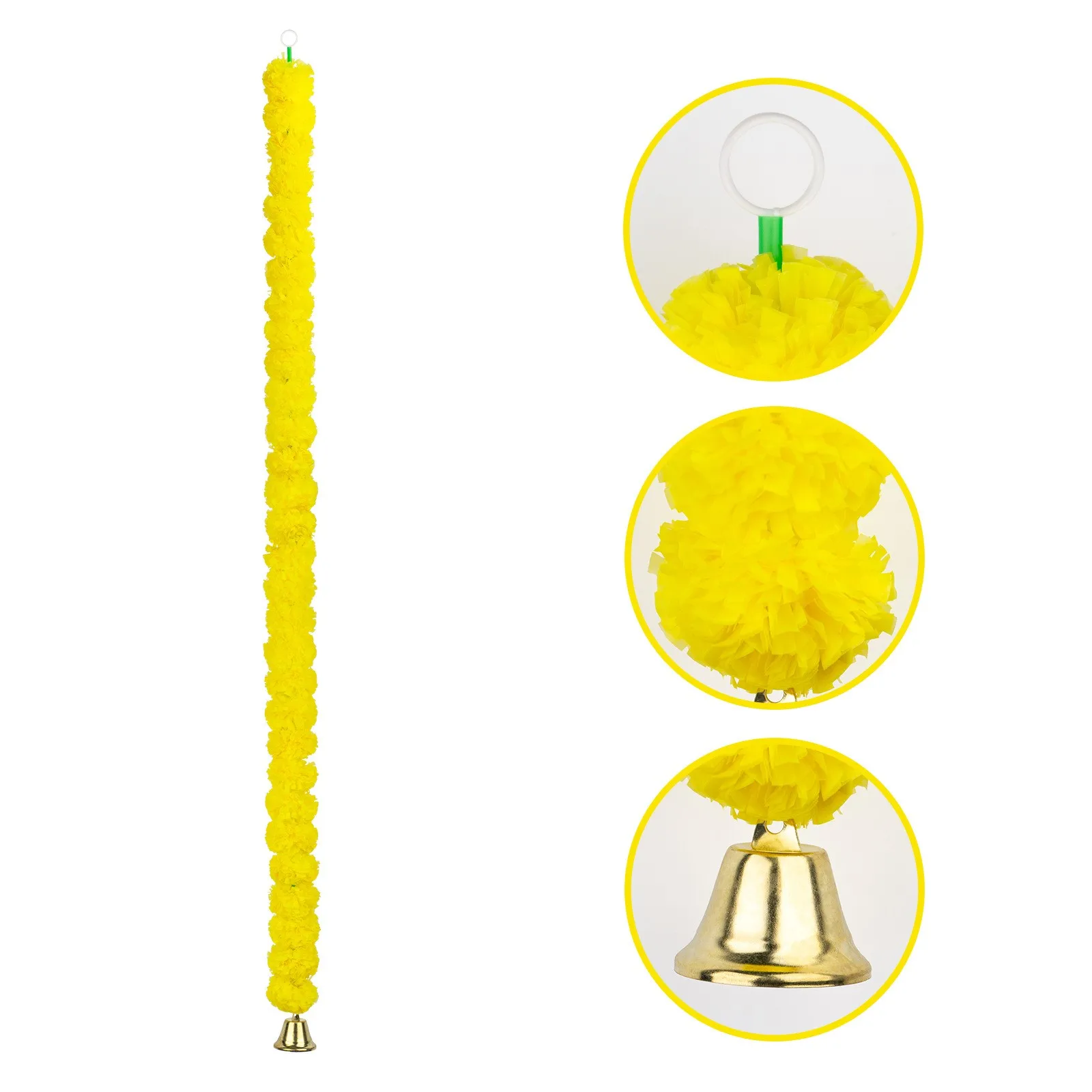 Marigold Garland with Bell 45' Wedding Party Mantle Decoration Faux Garlands Indian Diwali Mexican Day of the Dead Decoration