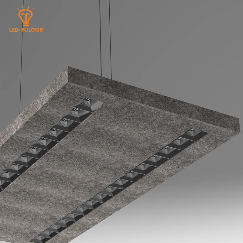 Good sound absorbing PET felt NRC 0.85 office CRI 90 illumination pendant Acoustic led light
