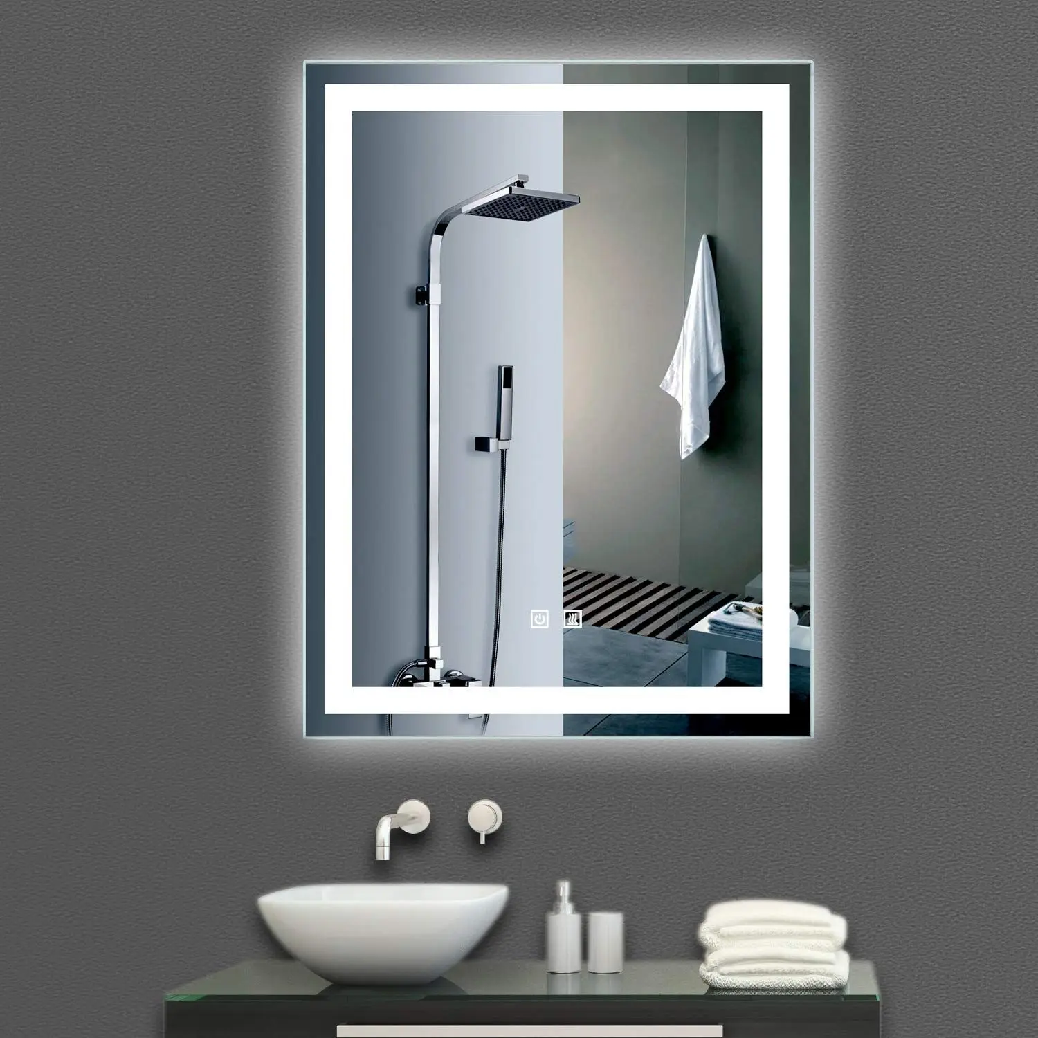 Hotel wall mounted custom made rectangle bathroom led mirrors