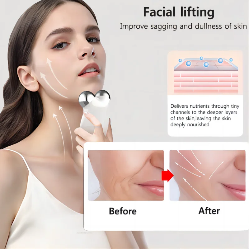 Microcurrent Face Massager Roller Face Lift Roller Massager for Skin Care Vibration Skin Firming Wrinkle Removal Beauty Device
