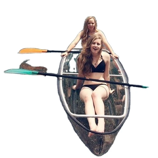 A Sit on top double canoe transparent kayak clear fishing 2 person crystal kayak