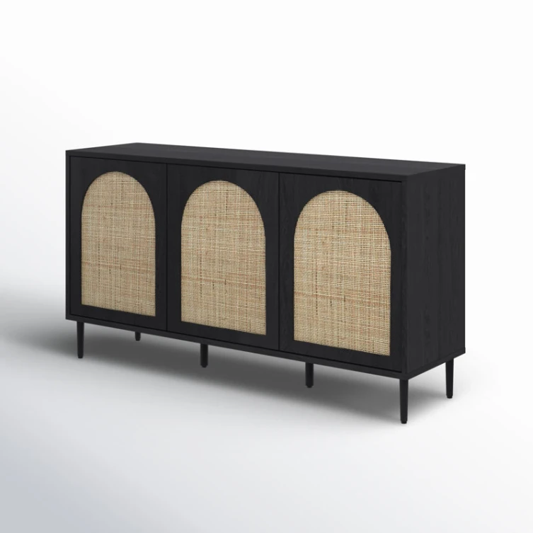 24 Years Factory Direct Farmhouse Storage Rattan Wide Sideboard with Adjustable Shelves