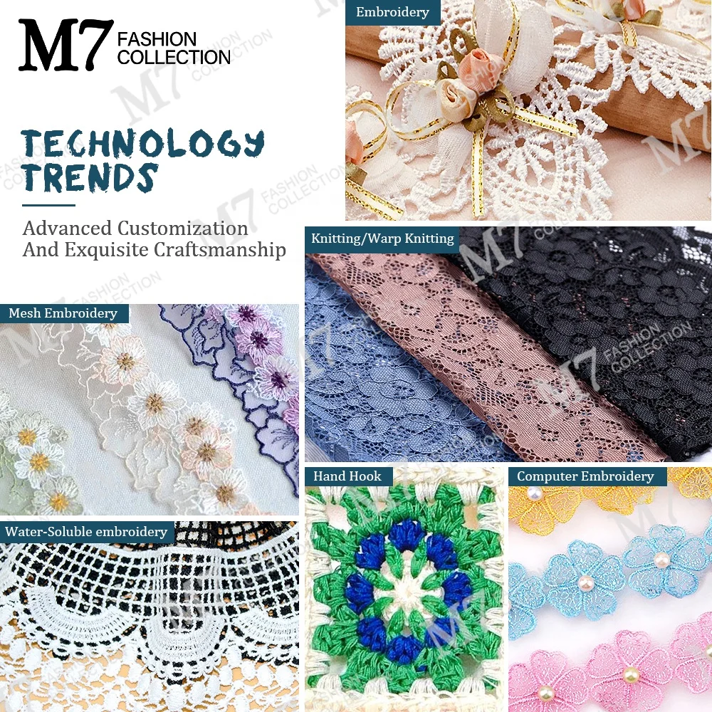 New Fashion Mesh 3d flower Embroidery Lace Trimming for clothing