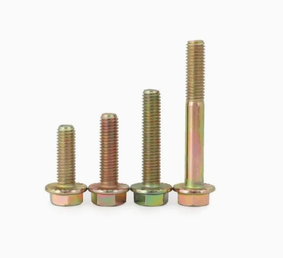 Full Thread Metric DIN6921 Hex Flange Bolt Fasteners Grade 10.9 Color Galvanized Steel with Zinc and Plain Finish