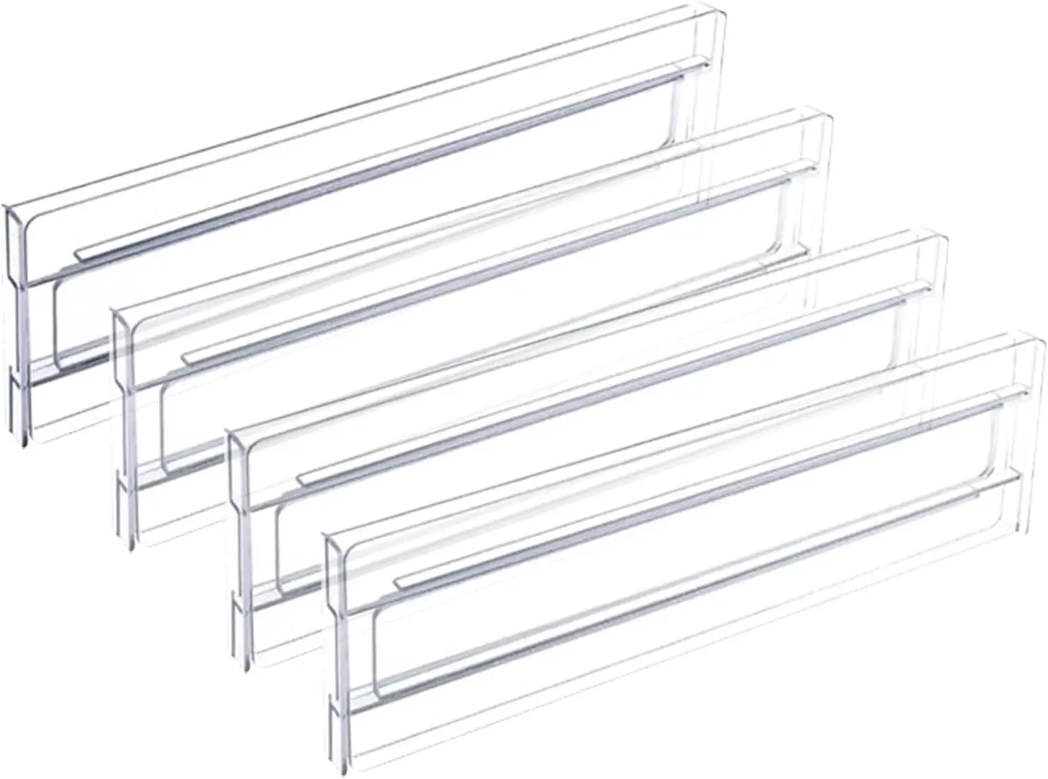 4 pcs pack plastic Transparent Desk Organiser Adjustable Drawer Dividers Drawer Organiser for Cupboard Underwear Socks