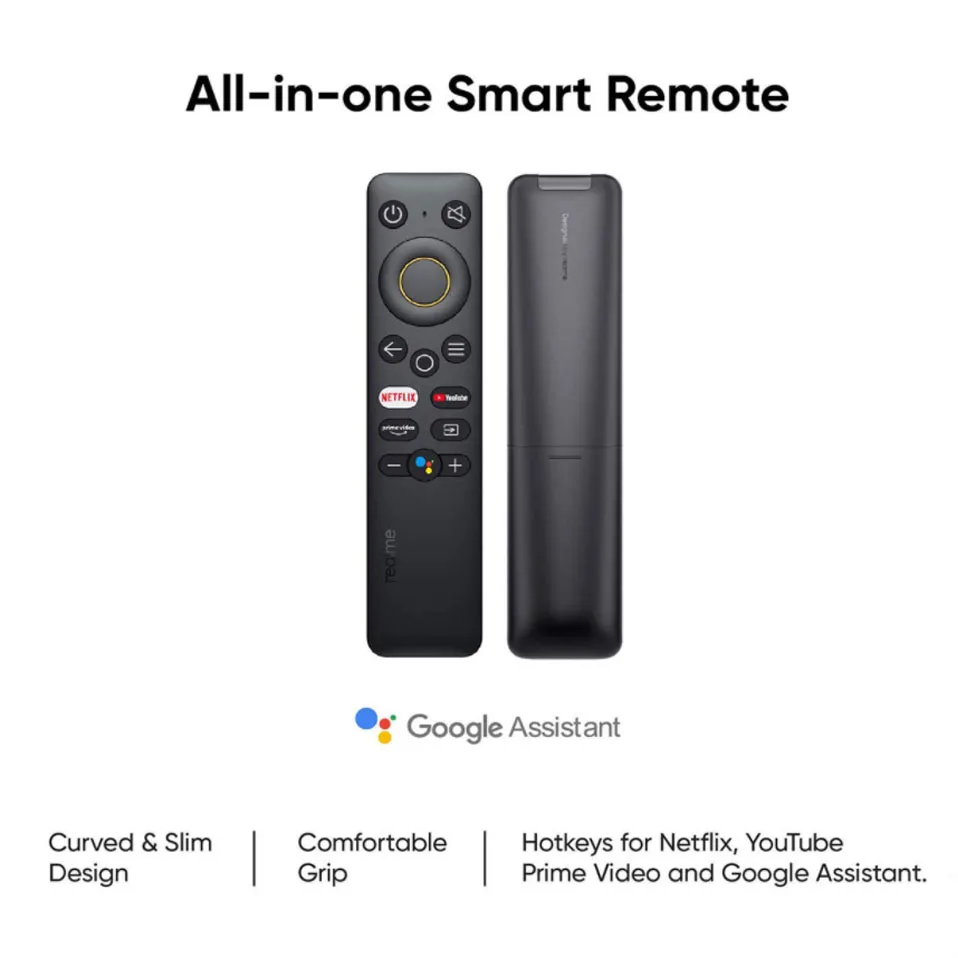 New Android Remote Control for Realme All-in-one Smart LED TV with YouTube, Netflix, Video & Google Assistant