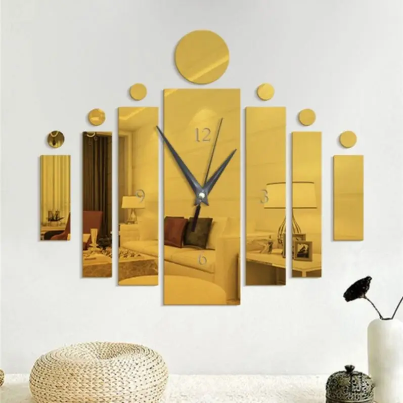 3D Modern Style Self-adhesive Acrylic Mirror Wall Clock DIY Wall Sticker Clock for Home Decoration