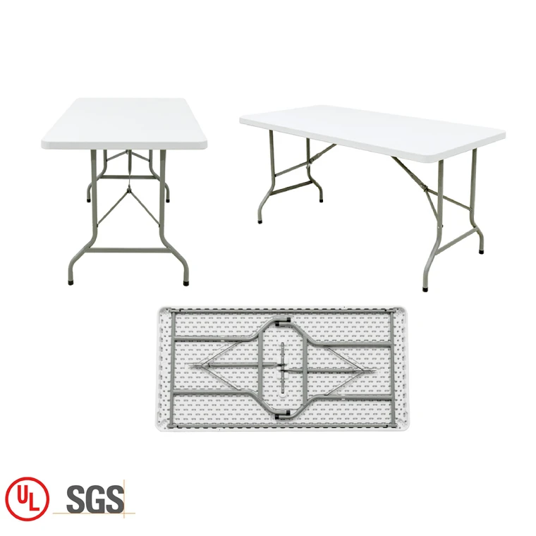 White plastic outdoor fold foldable folding portable catering picnic Rectangle Folding Table 5FT 4 person