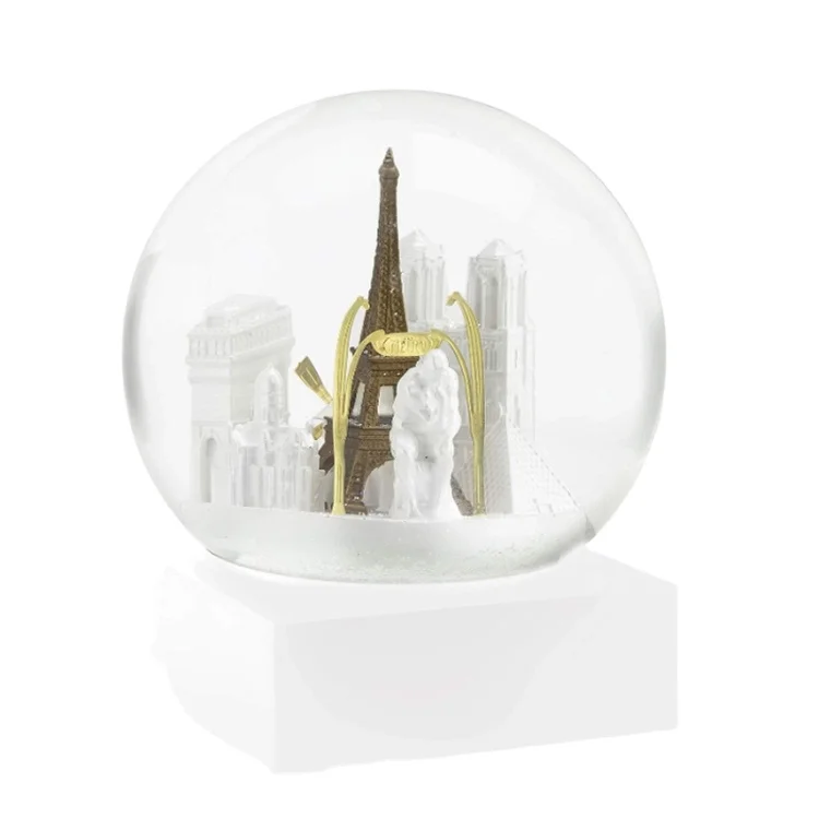 Custom High Quality Resin City Souvenirs Snowglobe Big Ben Eiffel Tower Water ball Polyresin Paris London Snow globes For Sales