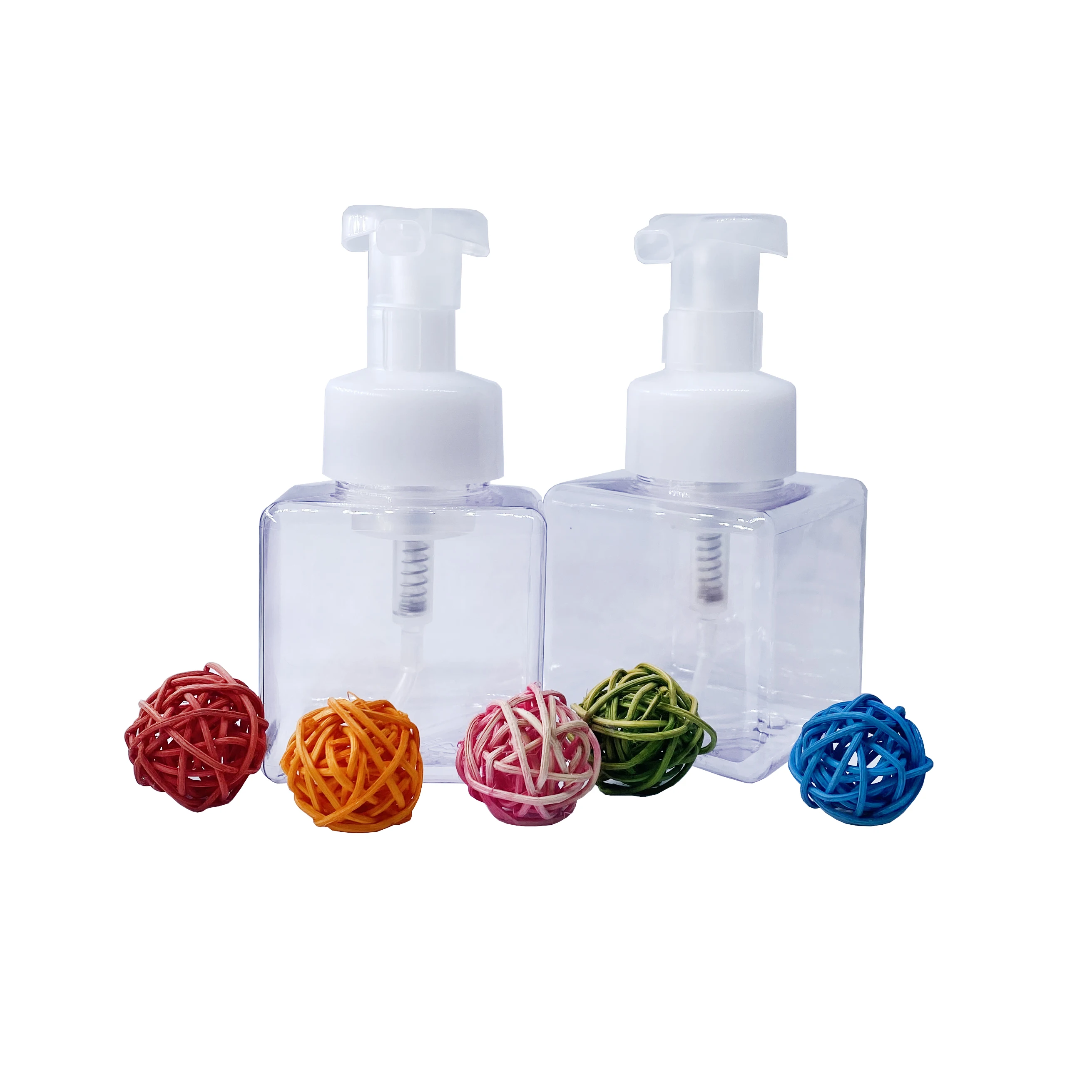 Cosmetic 250ml White Brown Green Cosmetic Container 8oz PET Plastic Foam Lotion Soap Dispenser Shower Gel Pump Bottle