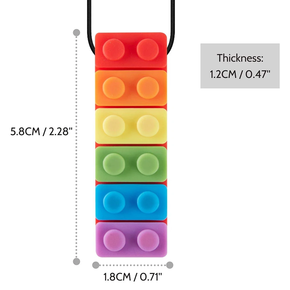 XFM Silicone Autism Building Block Teether Sensory Chew Toys for Autism Biting Needs Sensory Necklace_6