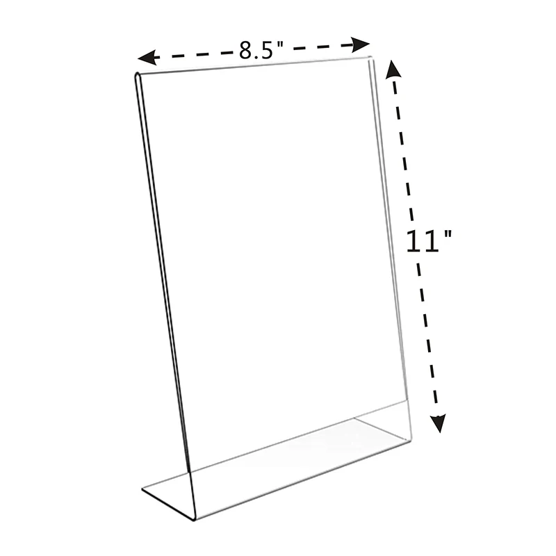 L Shaped Acrylic Menu Holder Desk 8.5x11 Slanted Acrylic Sign Holder
