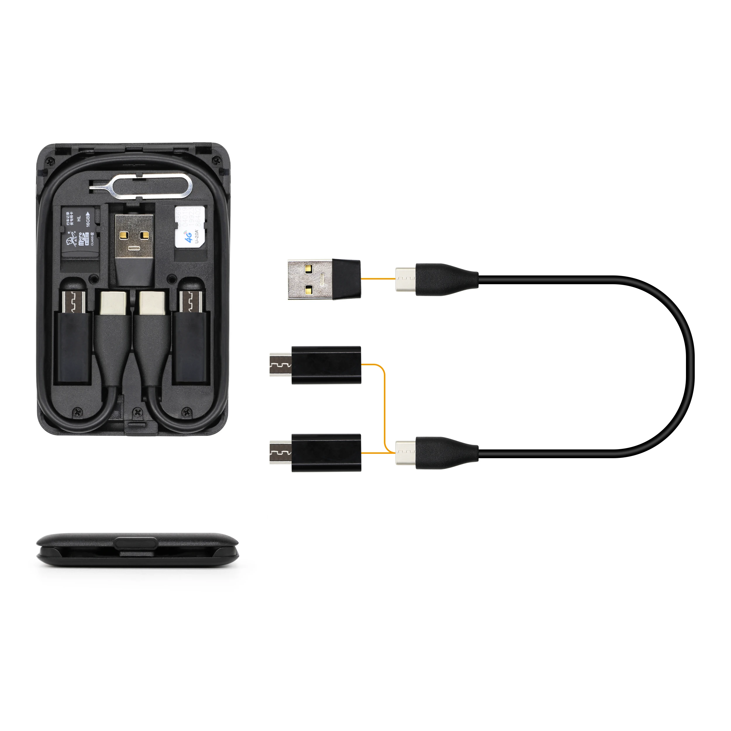 Wholesale Multi-function 6 in 1 Charging Kit Set Storage Box USB Charging Cables Data Cable Adapter for Business Trip