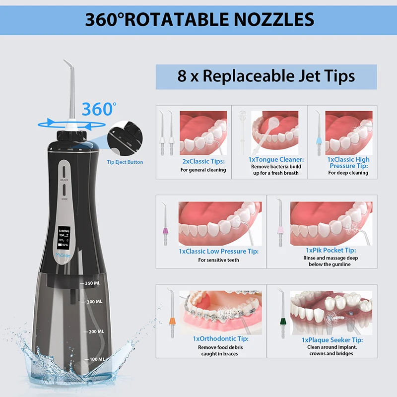 H 2ofloss water toothpick irrigator IPX-7 oral 5 modes
