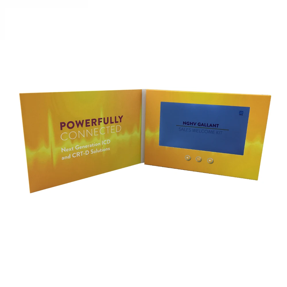 Attractive and Popular 7 inch  video card A5 lcd screen display card gifts digital video paper card with custom design