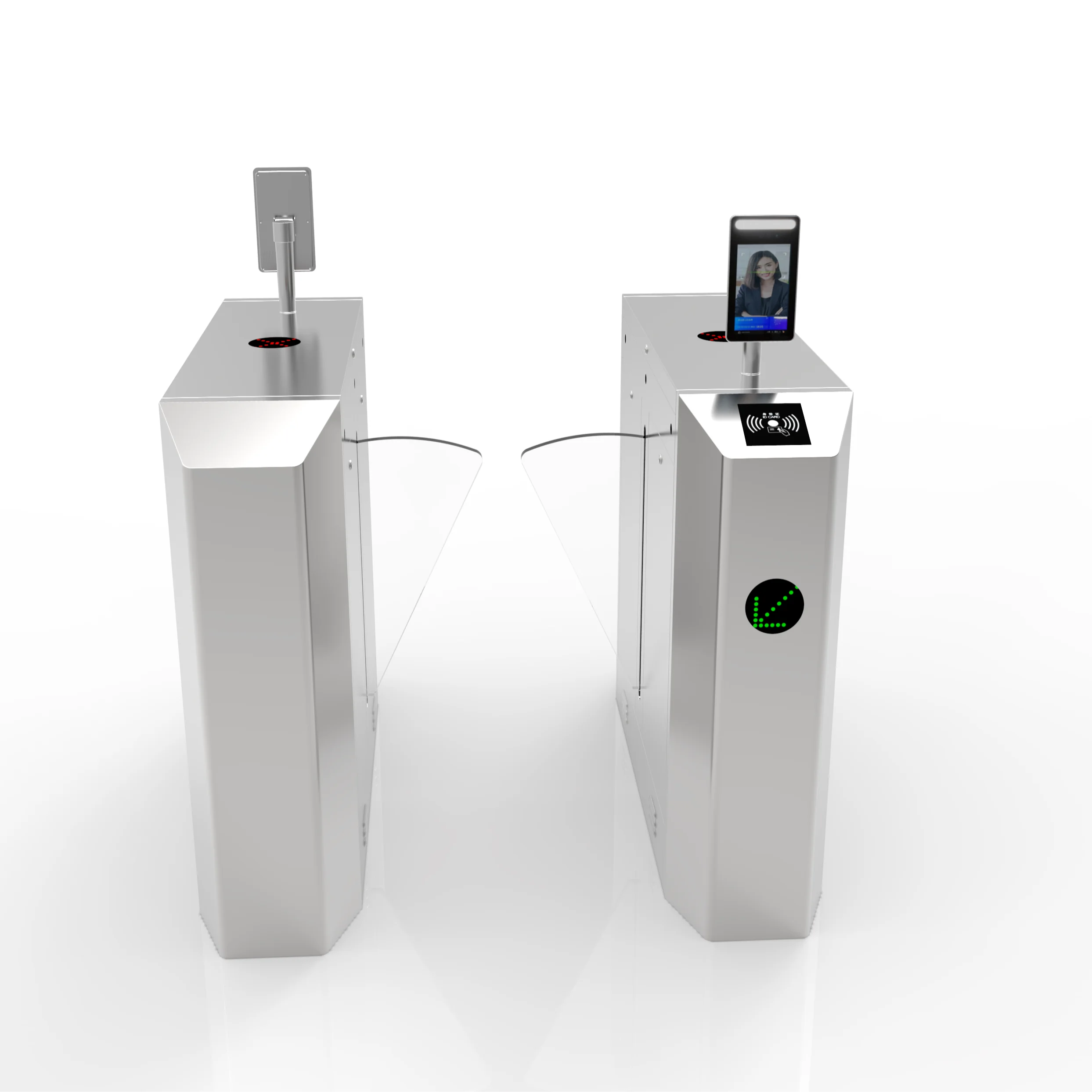 Indoor Office Speed Brushless Motor Security   Flap Barrier Turnstile  With Biometric Rfid Card Reader for Pedestrian Access